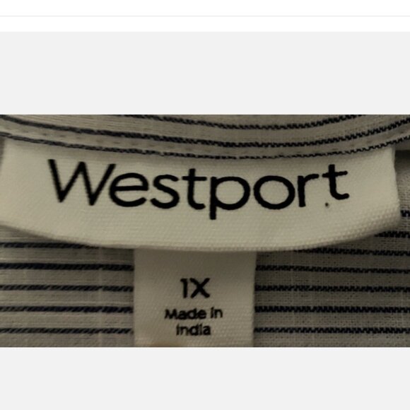 Westport Women’s Button-Up Shirt – Striped Cotton Lightweight Top Plus Size 1X - Picture 6 of 8